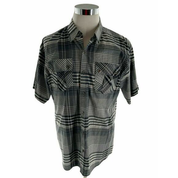 Ablanche New York Shadow Plaid Shirt Mens XL Short Sleeve Chest Pocket Button Up - Picture 1 of 5